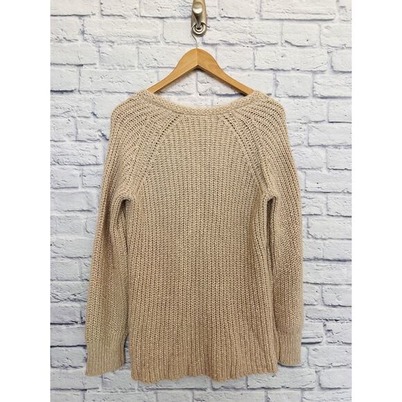 SANCTUARY NWT Chunky Knit Sweater Sz M Long Sleeve V-Neck Cotton/Alpaca Hi-Low - Picture 6 of 6
